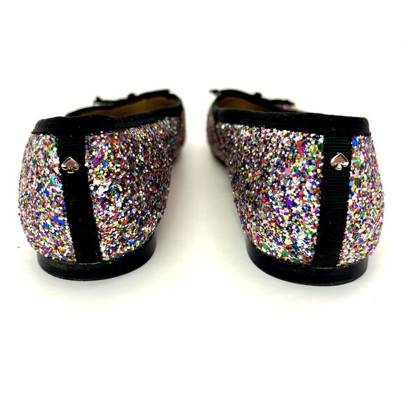 Kate Spade Honey Multicolored Glitter Ballet Flats 7 Slip On Bow - Picture 3 of 10